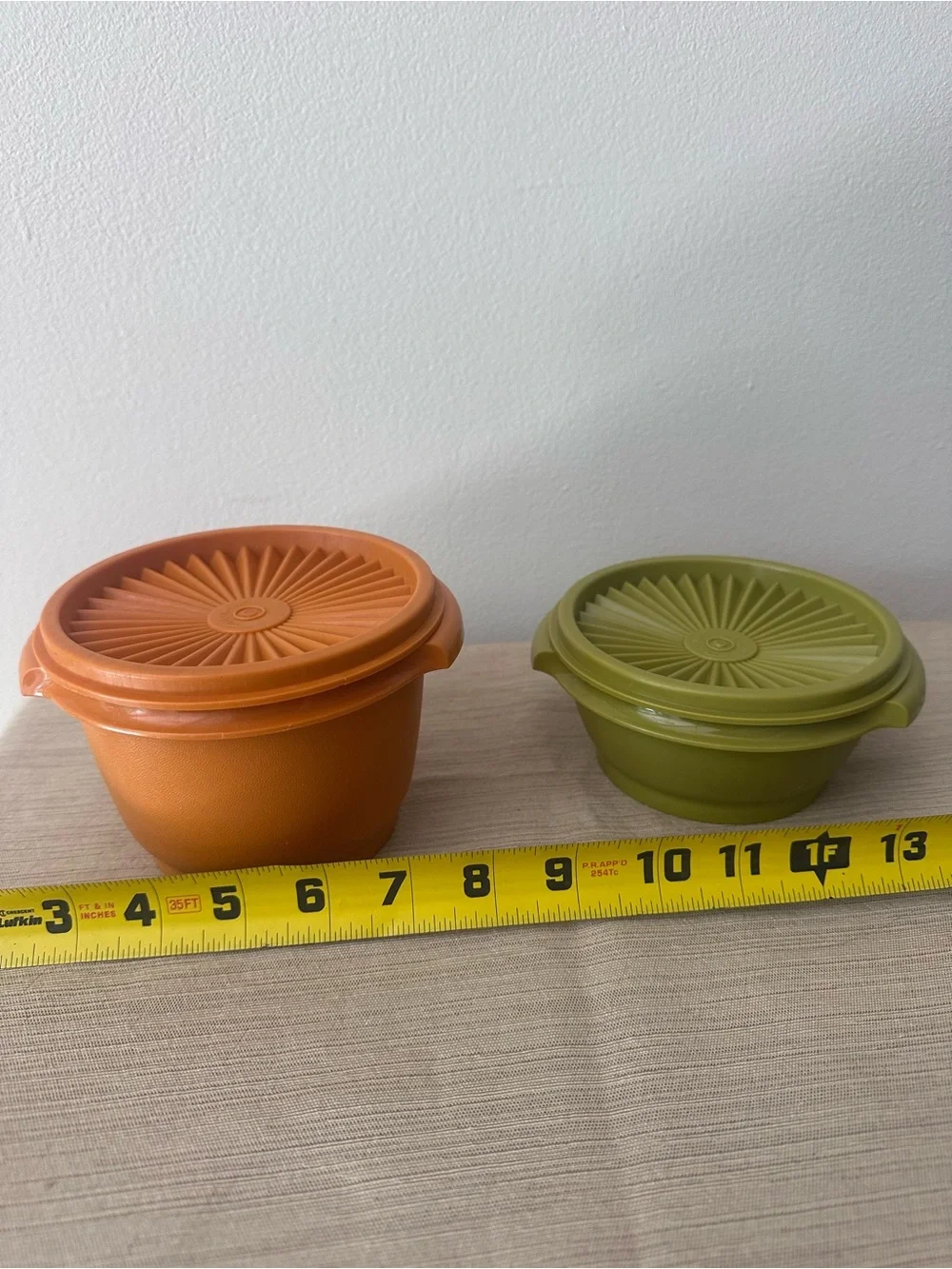 Vintage Tupperware Orange and Avocado Green Servalier Containers with Lids